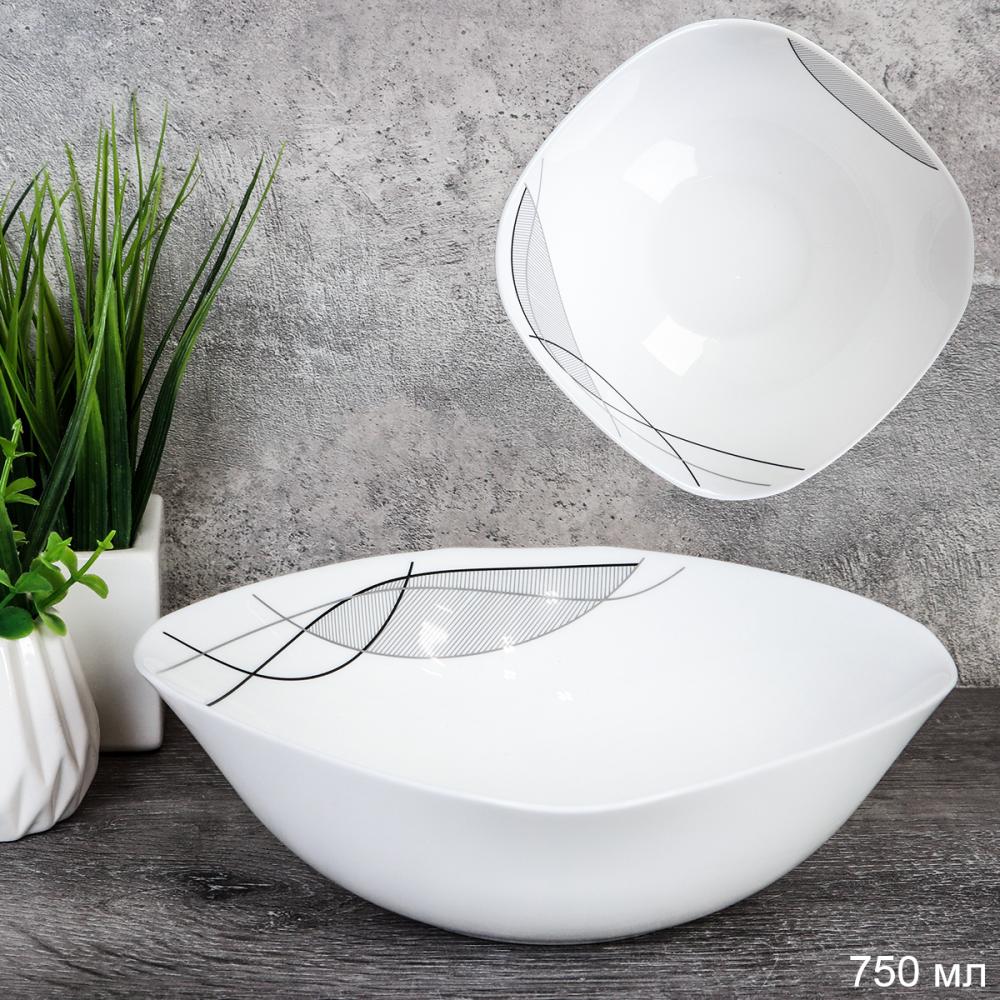 Салатник квадратный 750 мл 190 мм тарелка глубокая / LKSW75 (2029) /уп 6/36/ Абстракция Волны