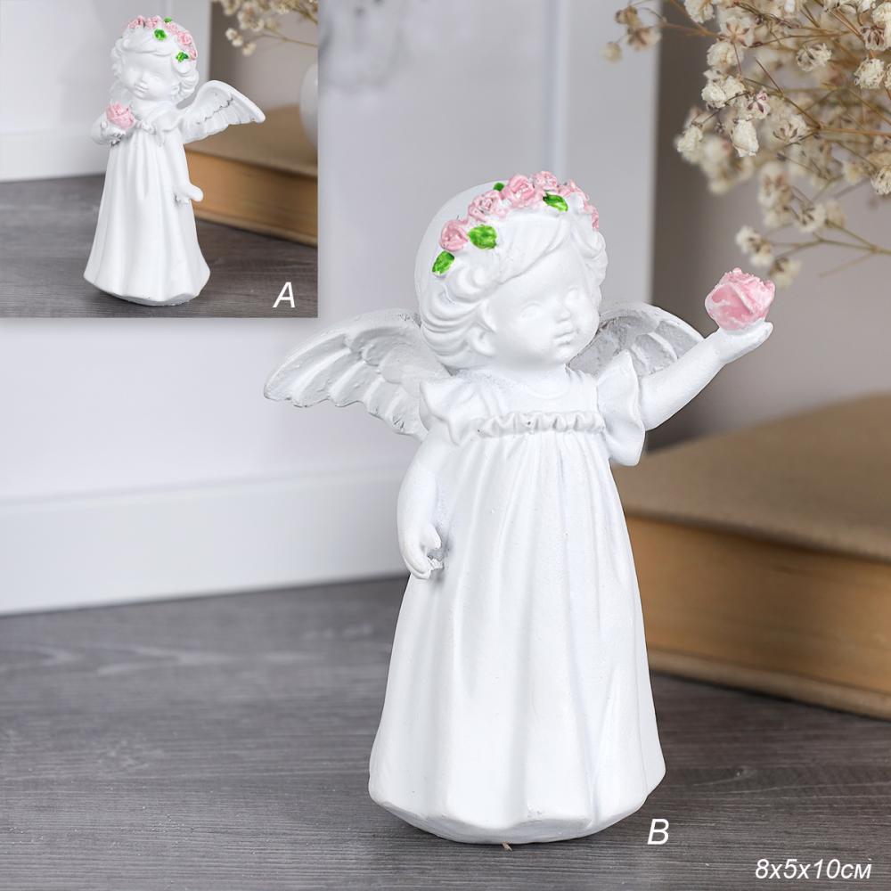 Фигурка Ангел 10 см / TD-105 /уп 2/160/розовые цветы