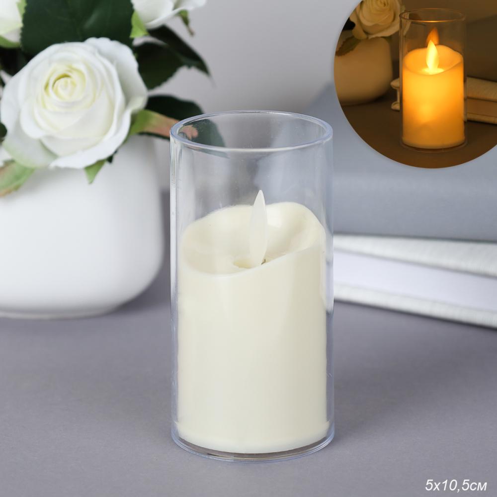 Свеча светодиодная подвижный фитиль в подсвечнике 10 см / VFR-22 /уп 12/360/