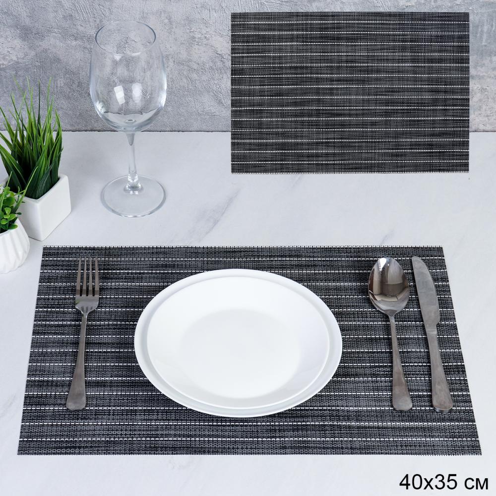 Салфетка для сервировки стола 30x45 см ШТУЧНО / ST210382 /уп 10/300/серая в белую полоску