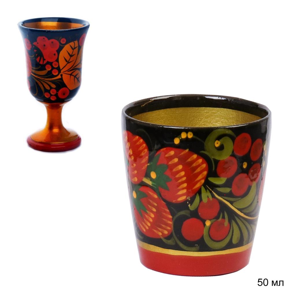 Стопка с хохломской росписью деревянная / 10047 /уп 1/