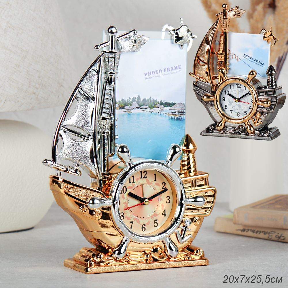 Часы настольные Корабль 20х7х25,5 см / F535 /уп 72/ микс