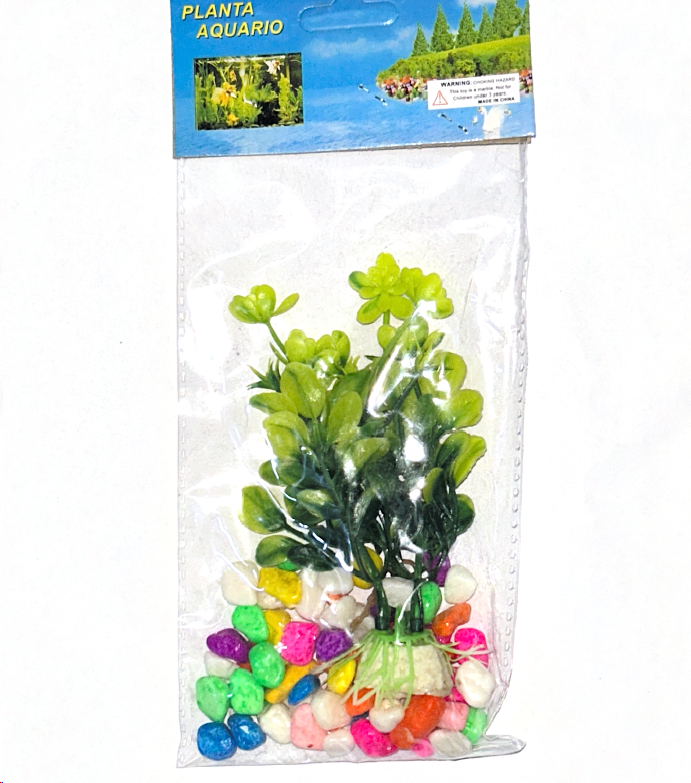 Водоросли c камнями 12 см Листья салатовые / KW-2760 /уп 24/480/705005