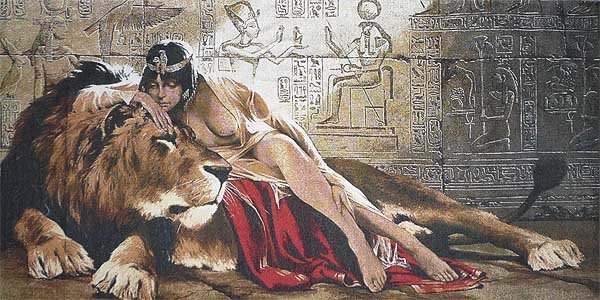 Гобелен полотно 60*120 R027 Клеопатра со львом