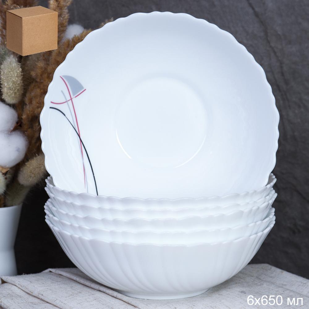 Набор суповых тарелок 6 штук 650 мл 175 мм / TW-70 (7267) /уп 8/ Полосы бордо