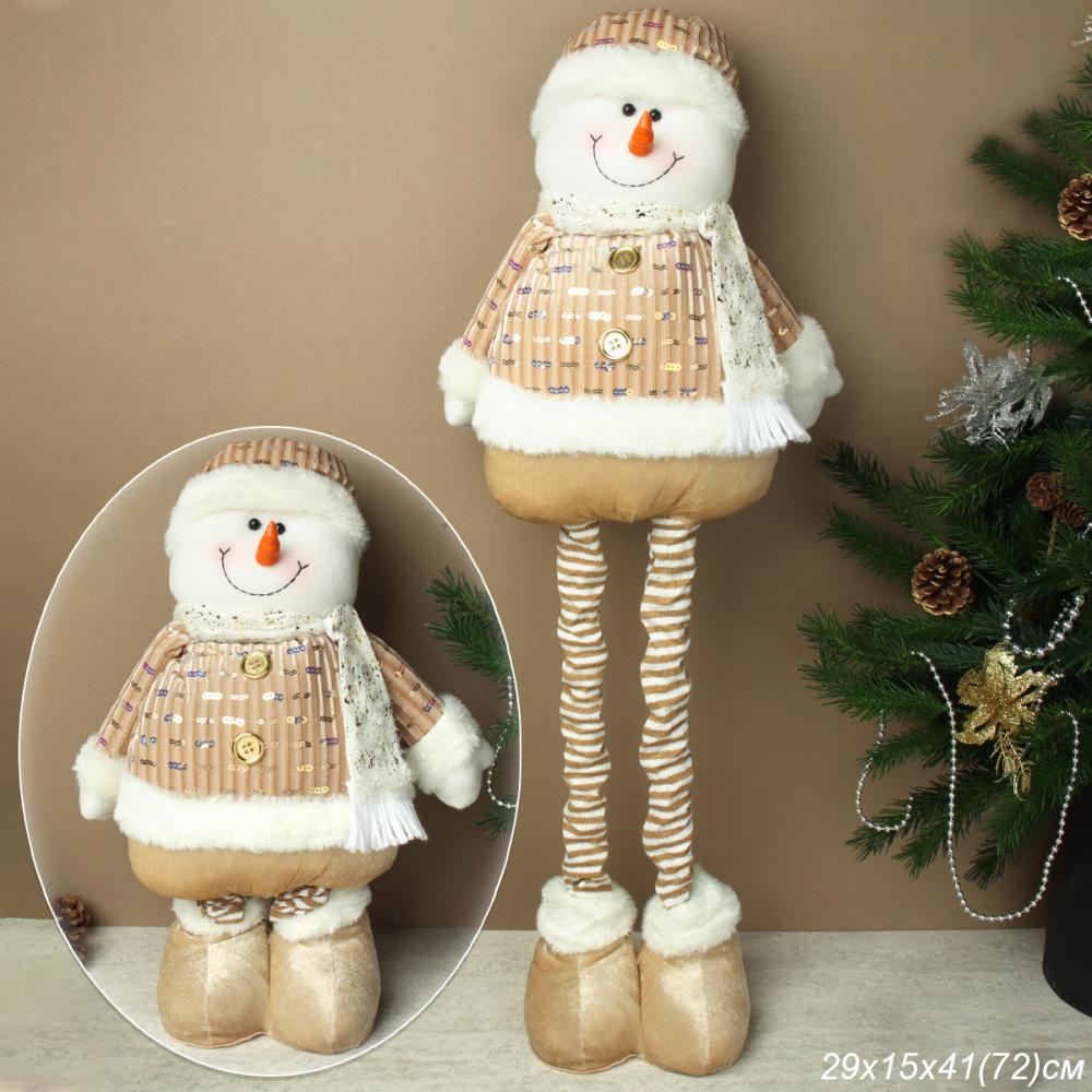Новогоднее украшение Снеговик на телескопических ножках 28/75 см / YX-E2651 /уп 36/