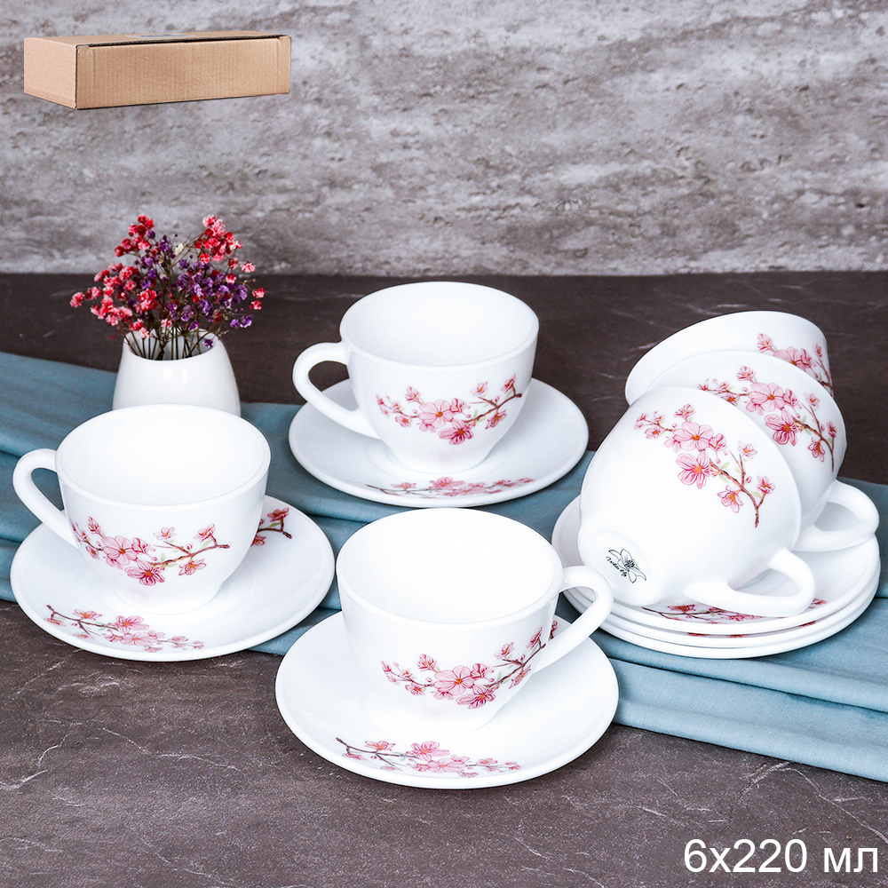 Чайный набор 12 предметов 250 мл / GRAY-GB220/12 (7196) /уп 8/ Сакура