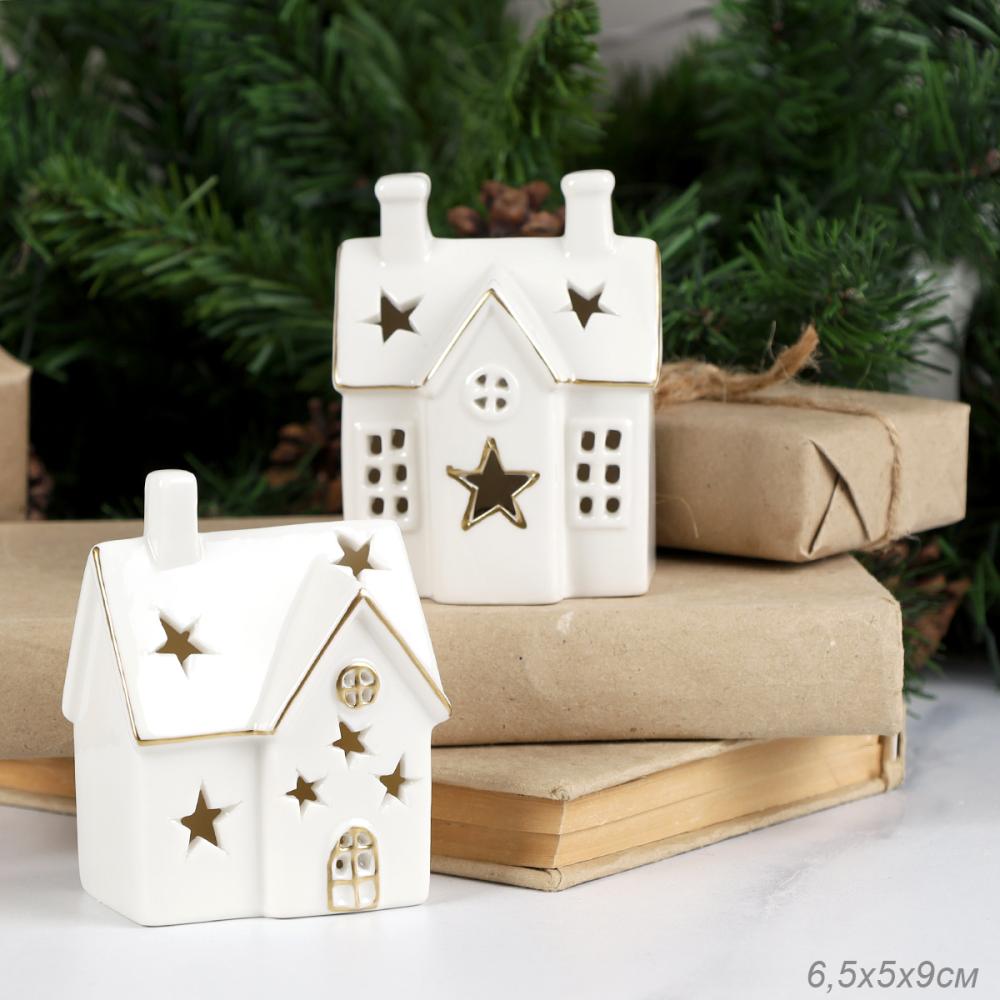 Фигурка Домик с подсветкой новогодний 9 см / 7102 /уп 2/96/LED