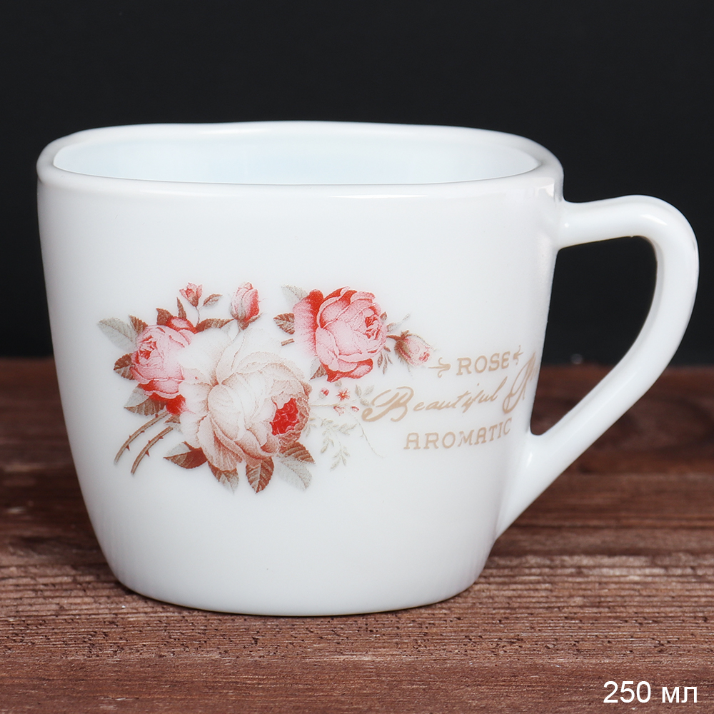 Кружка 250 мл квадратная форма/ FXB220 (6916) /уп6/ 72/ серия Чайная роза