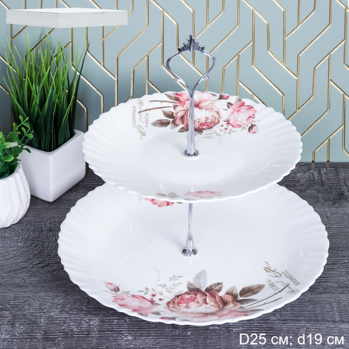 Ваза для фруктов 19 см / WG-2/LXP80/100 (20032) / Чайная роза