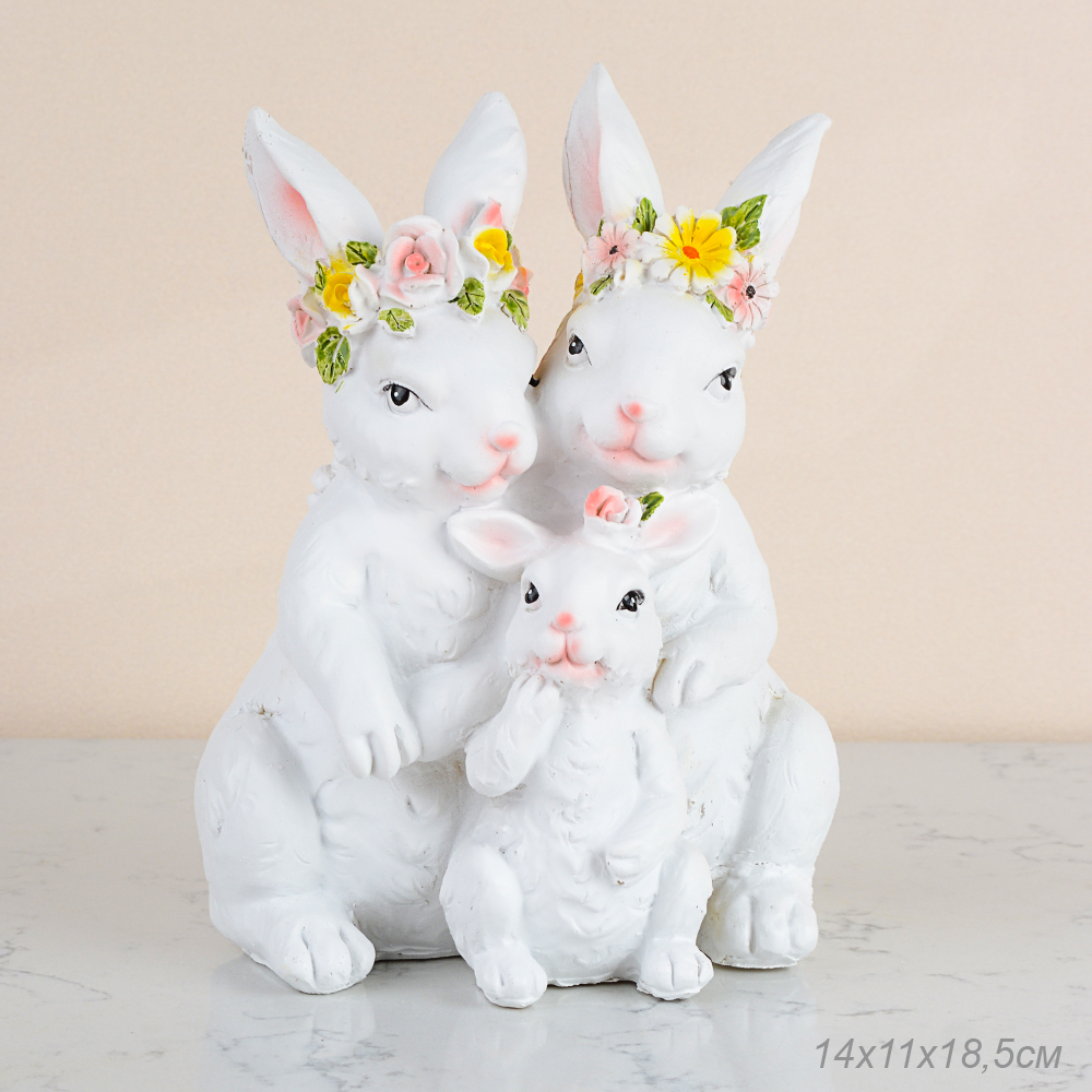 Фигурка Кролики дружная семья 14х11х18 см / TX-1 /уп 36/