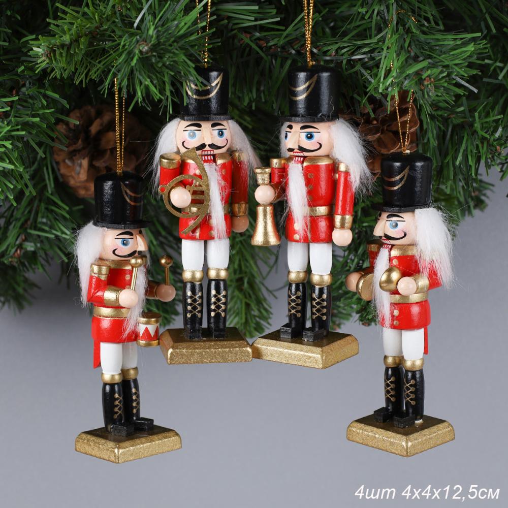 Новогоднее украшение Щелкунчик 4 штуки 12 см / TU-469 /уп 48/