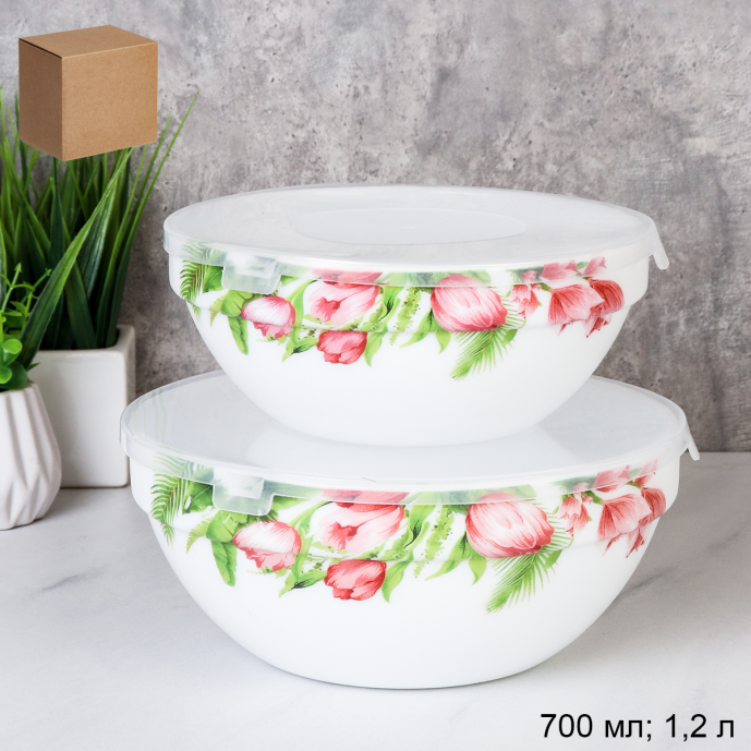 Салатник с крышкой 700 мл / GRAY-SW2A (7259)