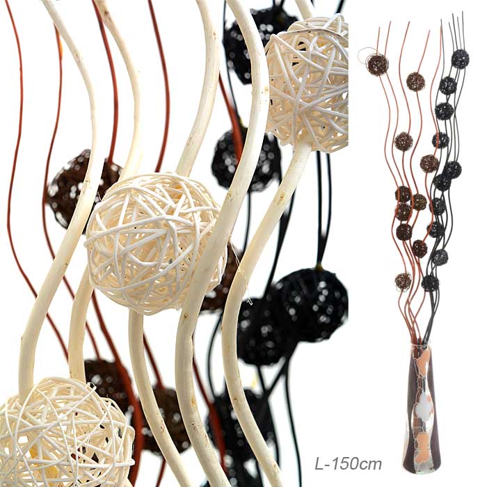 Сухоцвет набор 5 штук 150 см (китте 6 см.10 шт) / 0410-4 /уп 80/белые шары на белом