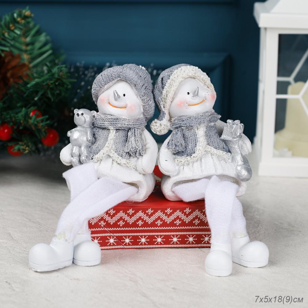 Фигурка висячие ножки Снеговик 9 см / 2133-1 /уп 2/240/Новый год