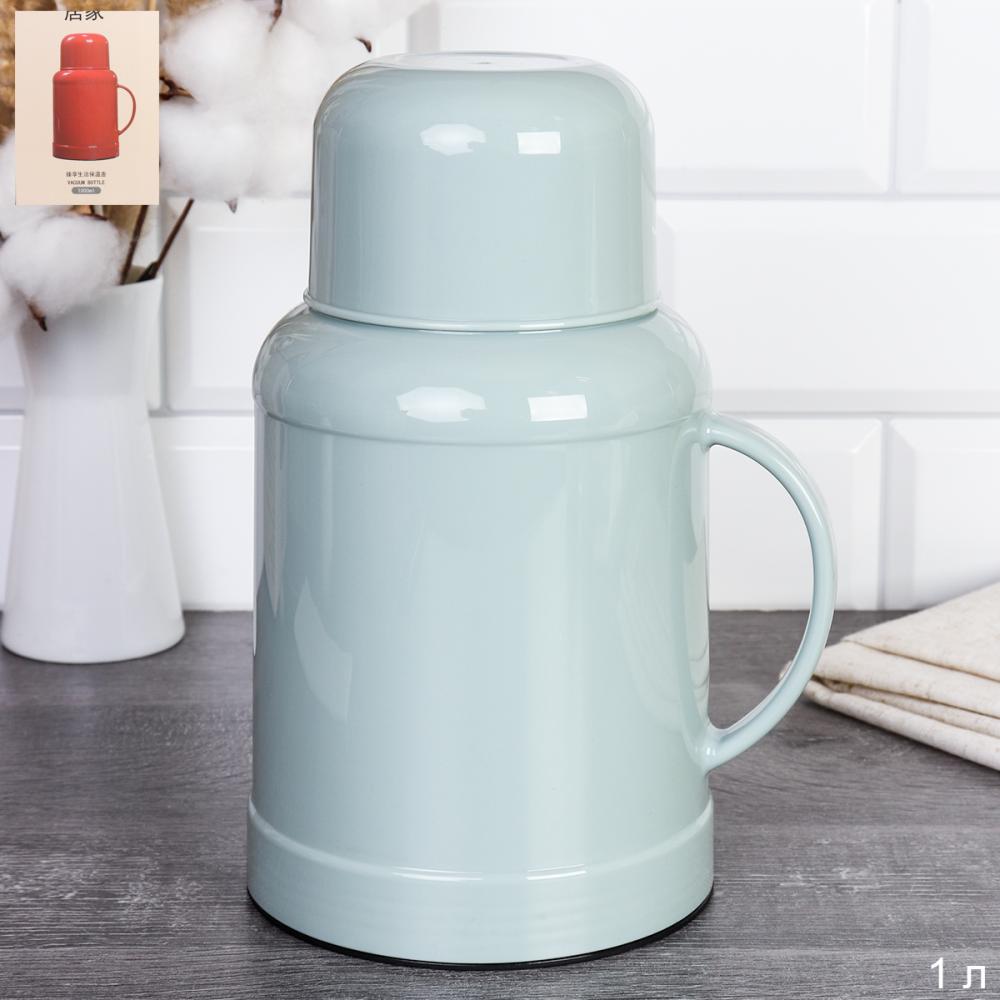 Термос 1 л со стеклянной колбой Ретро / B-929 /уп 20/ Лазурный