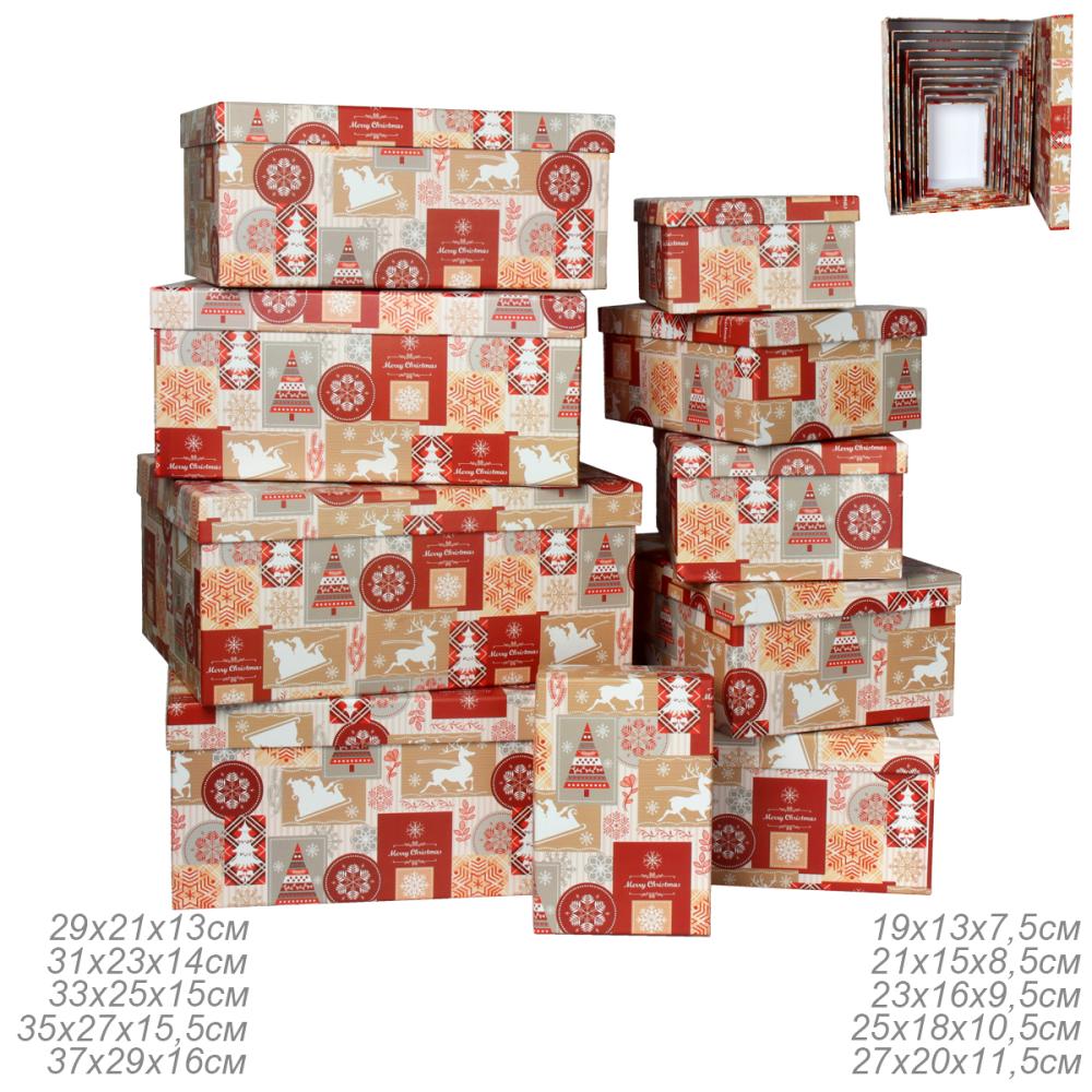 Коробка подарочная Прямоугольная 10 штук набор Новый год / M10-108 /уп 6/