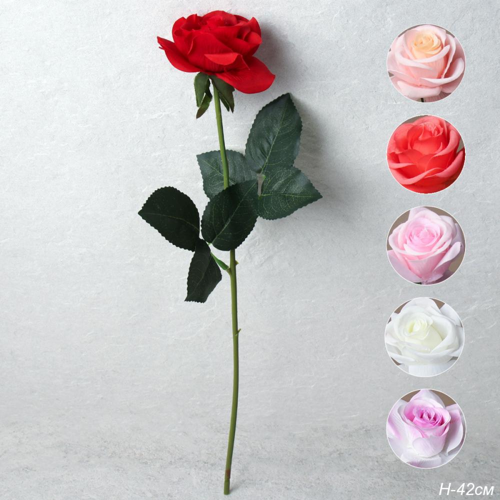 Цветок искусственный Роза 42 см / GR-007 /уп 60/720/силикон (бело-розовый)