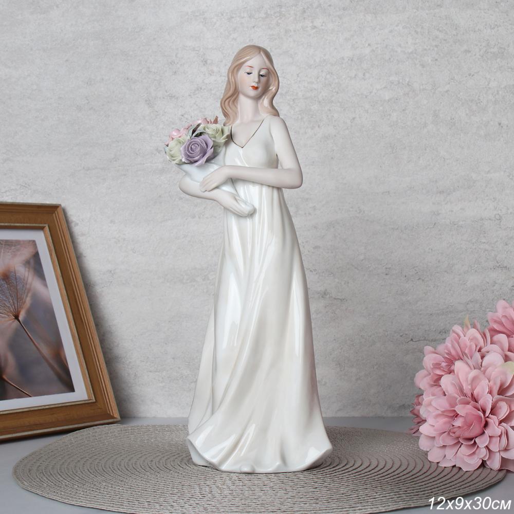 Статуэтка Дама с букетом цветов 30 см / HP3234 /уп 20/