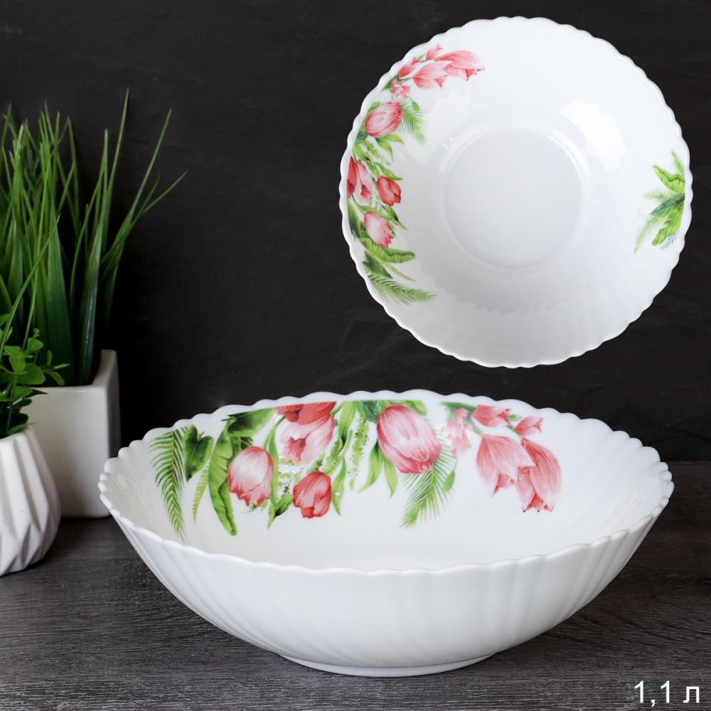 Салатник 1100 мл 200 мм / TW-80XN (7259) /уп 32/ Тюльпаны