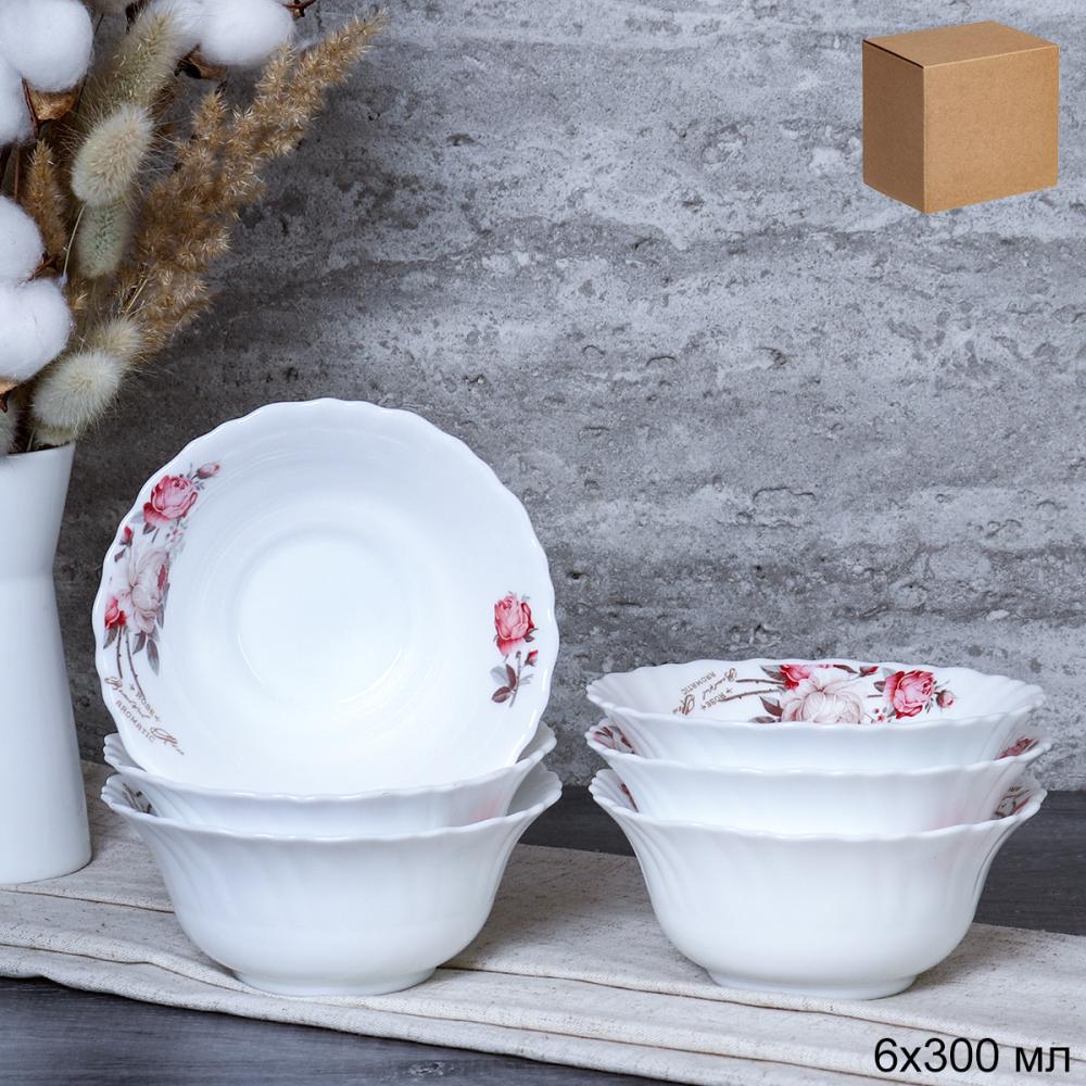 Набор салатников 6 штук 300 мл 125 мм / LHBW-50XN (6916) /уп 12/ серия Чайная роза