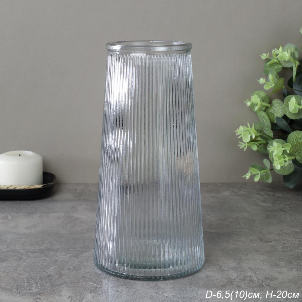 Ваза для цветов 20 см прозрачная / WRD-135 /уп 30/ без и/уп