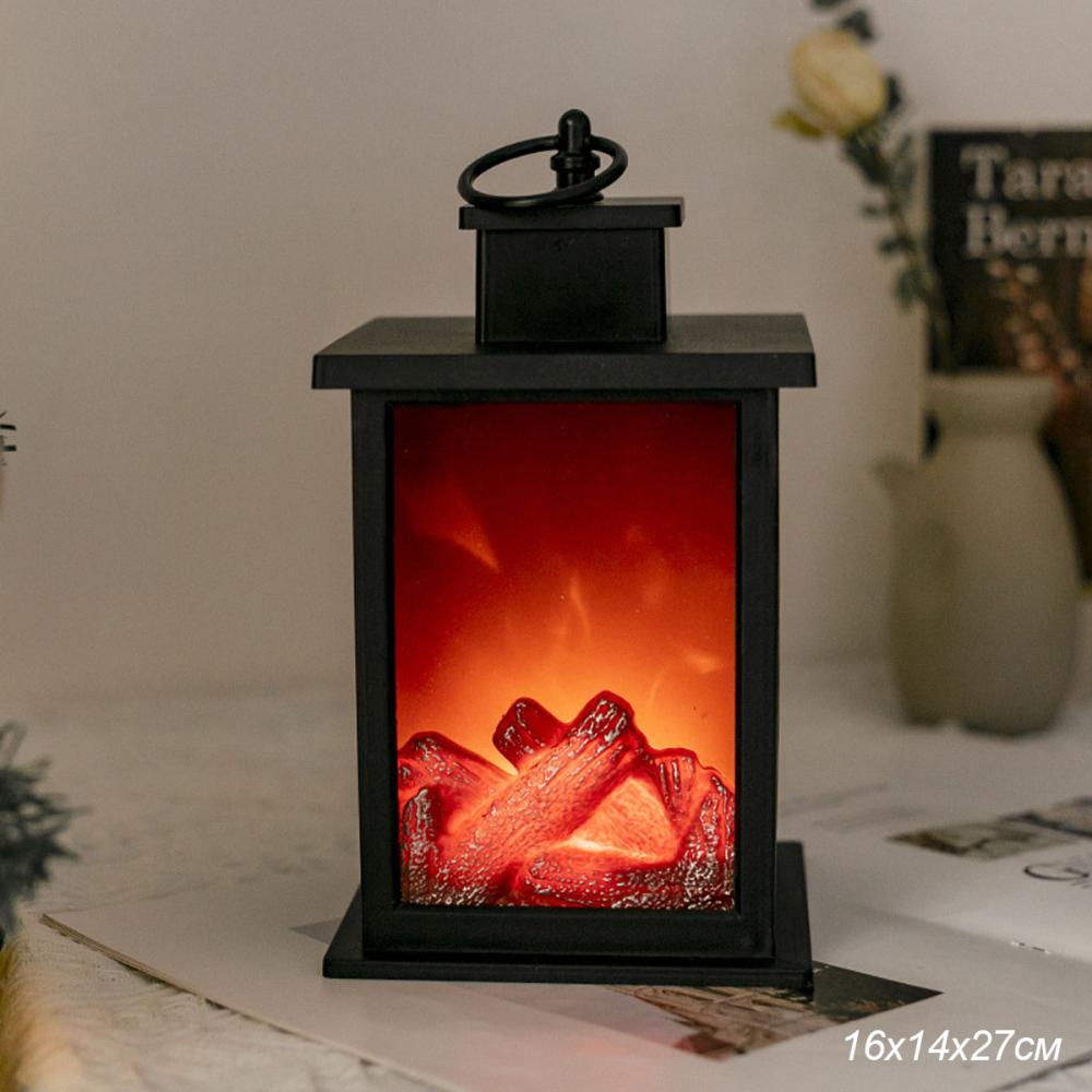 Светильник фонарь настольный Новогодний Камин 27 см / G346 /уп 24/от батареек