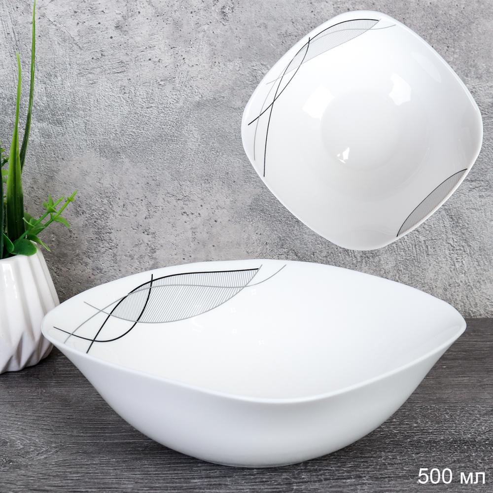 Салатник квадратный 500 мл 165 мм тарелка глубокая / LKSW65 (2029) /уп 6/60/  Абстракция Волны