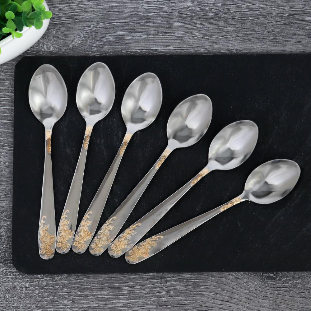 Ложка чайная 6 штук Золото Кантата Глянец / MJ3281-1/уп 100/ 15 см