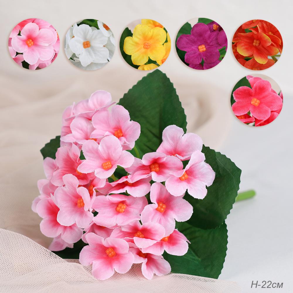 Цветок искусственный Фиалка 22 см / W01316-2 /уп 112/300/600/ МИКС 6 цветов