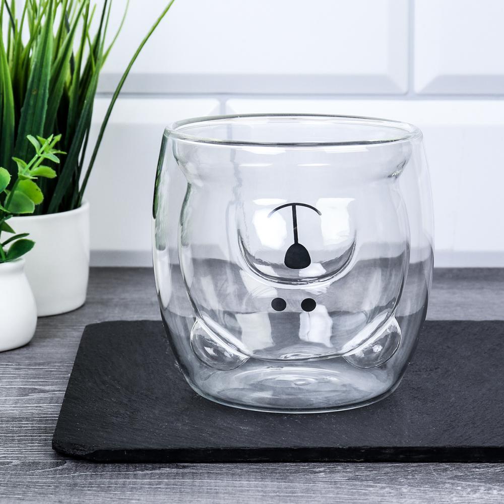 Стакан 300 мл с двойными стенками Мишка / LCWB6008 /уп 100/