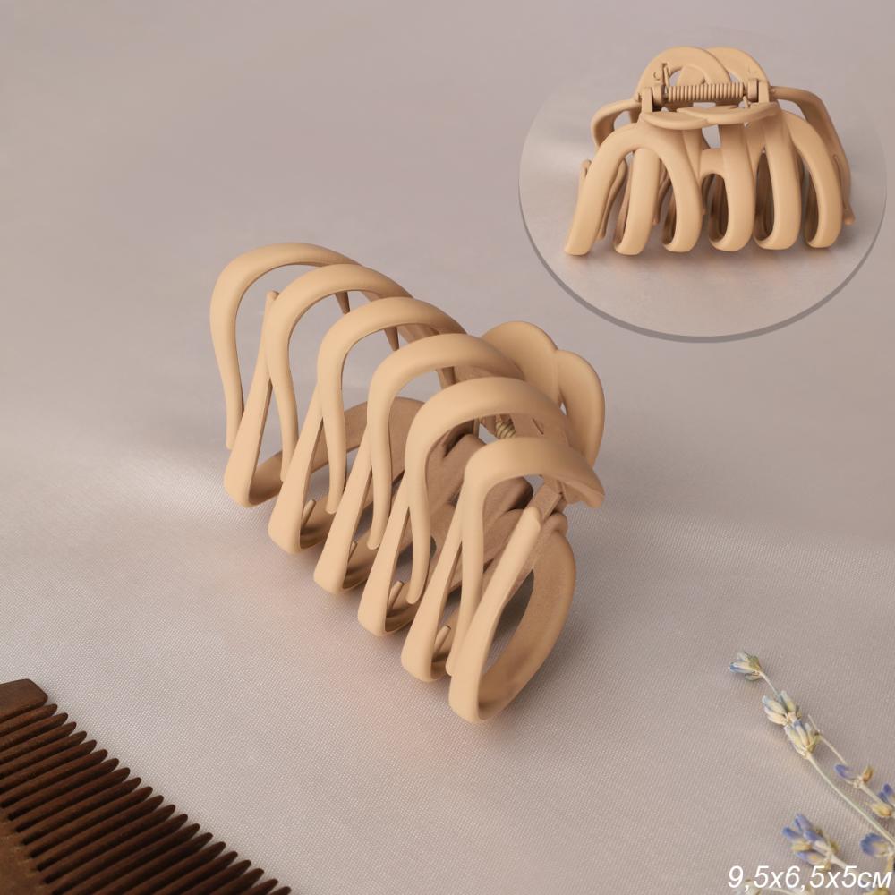 Заколка краб для волос 9,5 см / NSAЕ-49 /уп 28/100/светло коричневый