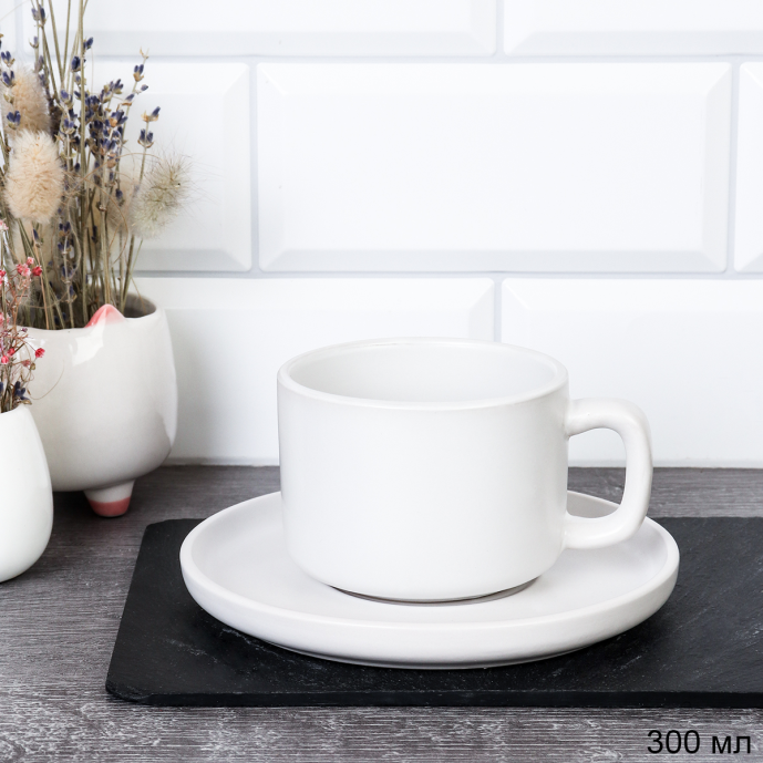 Чайная пара 320 мл white / 3404W 2pcs/3600 /уп6/36/2 СОРТ