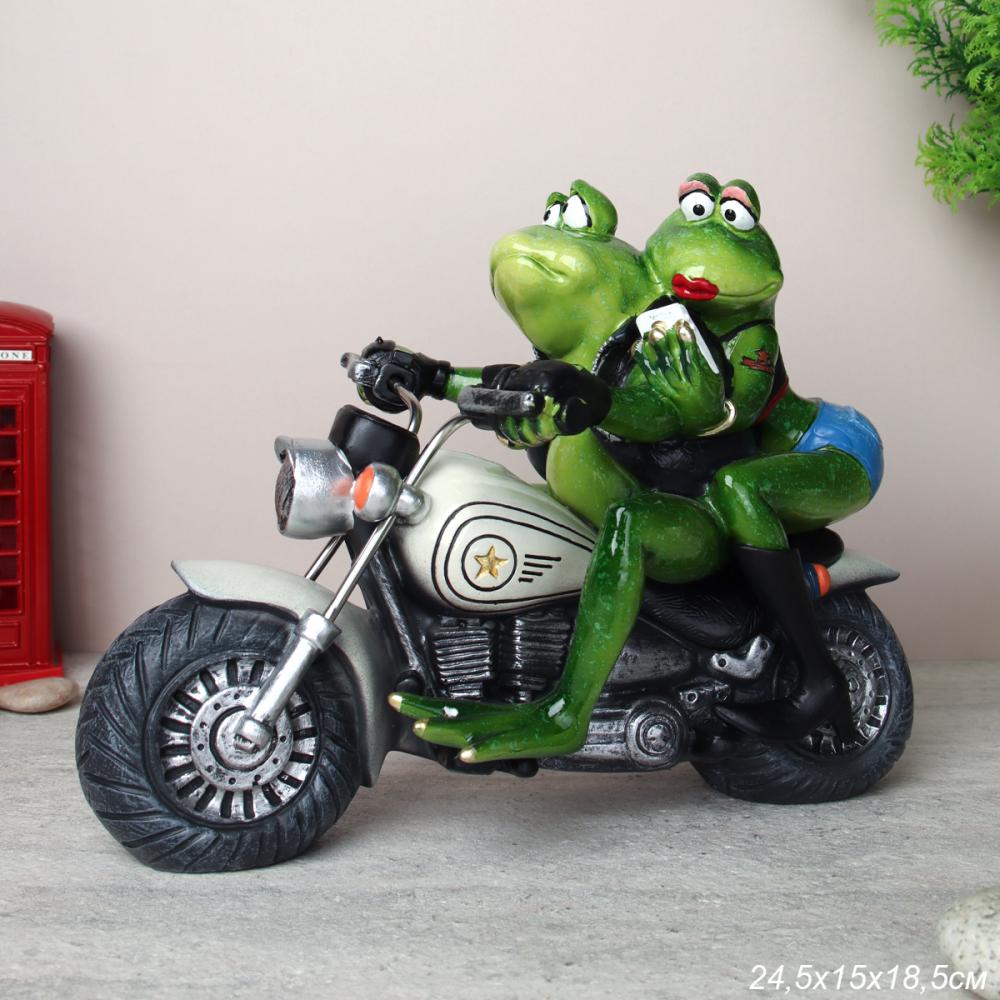 Фигурка Лягушки на мотоцикле 18,5 см / YX89004 /уп 6/