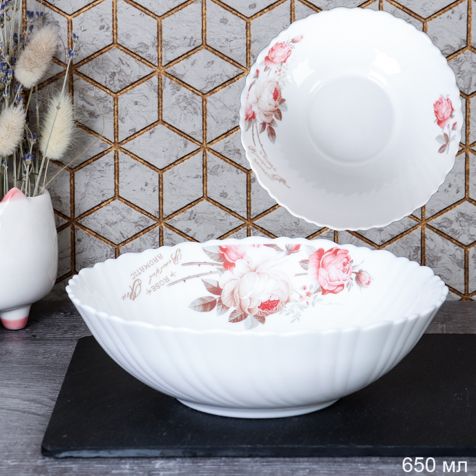 Тарелка глубокая суповая 650 мл 175 мм / TW-70 (6916) /уп 48/ серия Чайная роза 653679