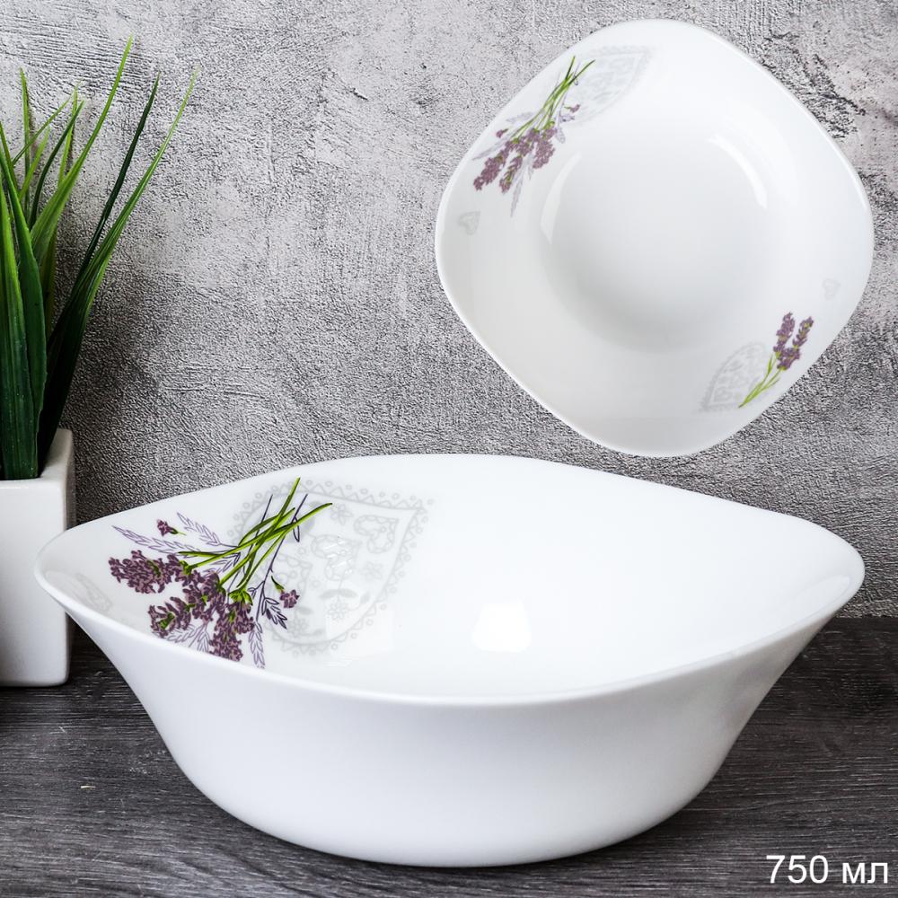 Салатник квадратный 750 мл 170 мм тарелка глубокая / FSW-75XN (7131) /уп 36/ Лаванда печать