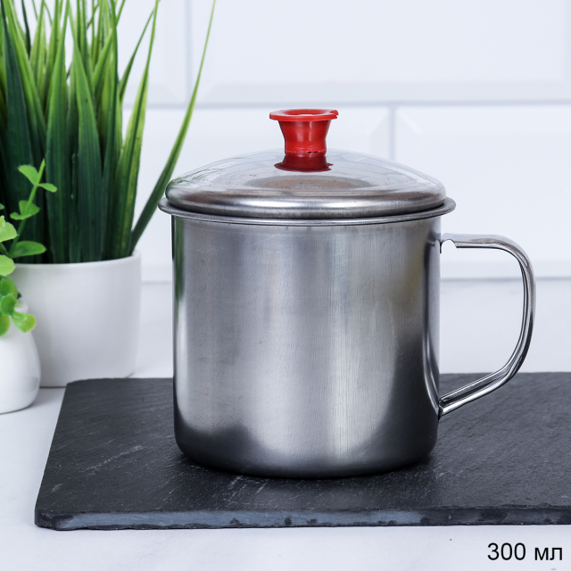 Кружка металл 300 мл с крышкой 7х8 см / GT-315 /уп 300/0,054