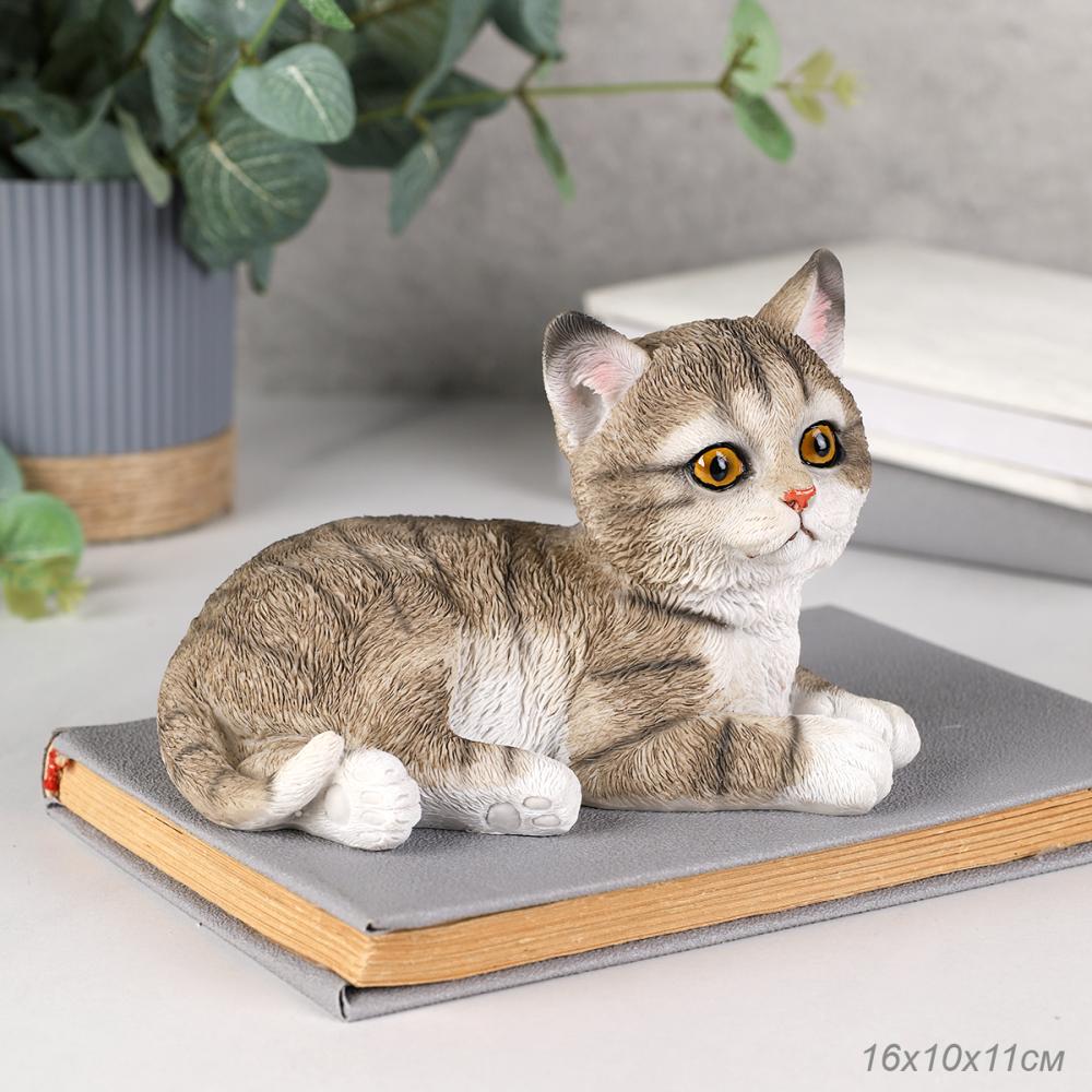 Фигурка Кошка 11 см серая / YX33105 /уп 24/