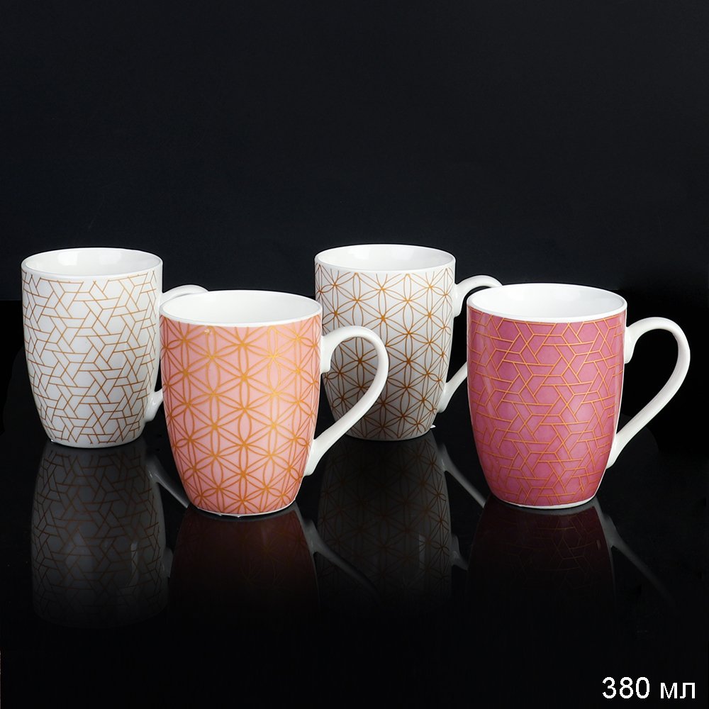 Кружка 380 мл Узор геометрия/снежинки Пастель / J-78 /уп 72/