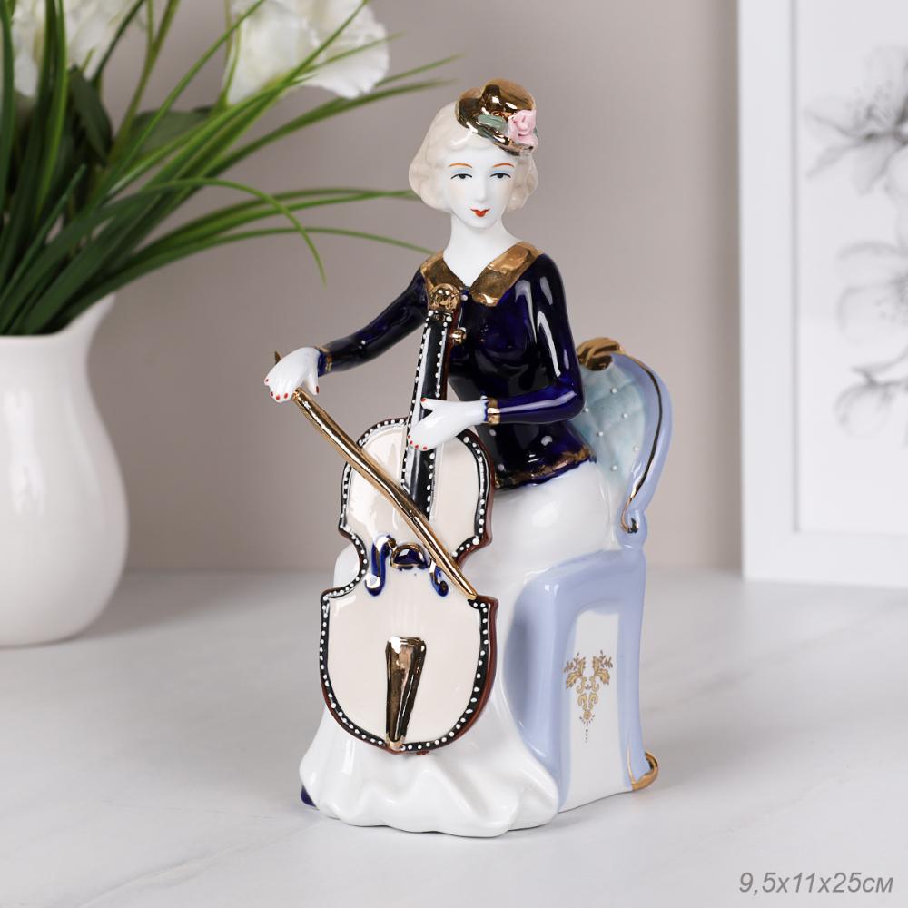 Статуэтка Дама музыкант 23 см / 141105 /уп 24/