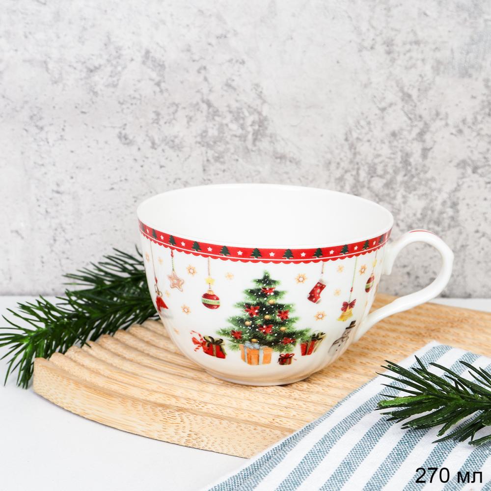 Чашка чайная 270 мл тонкостенный / LY-2501 /уп 18/72/ Новогодняя