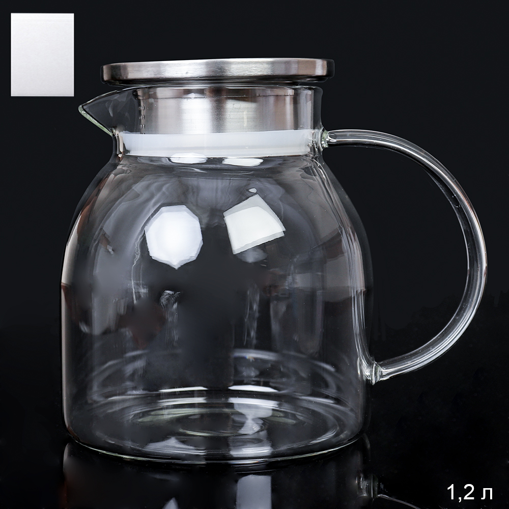 Кувшин 1200 мл стеклянный / LCWJ6904 /уп 36/ Металлическая крышка
