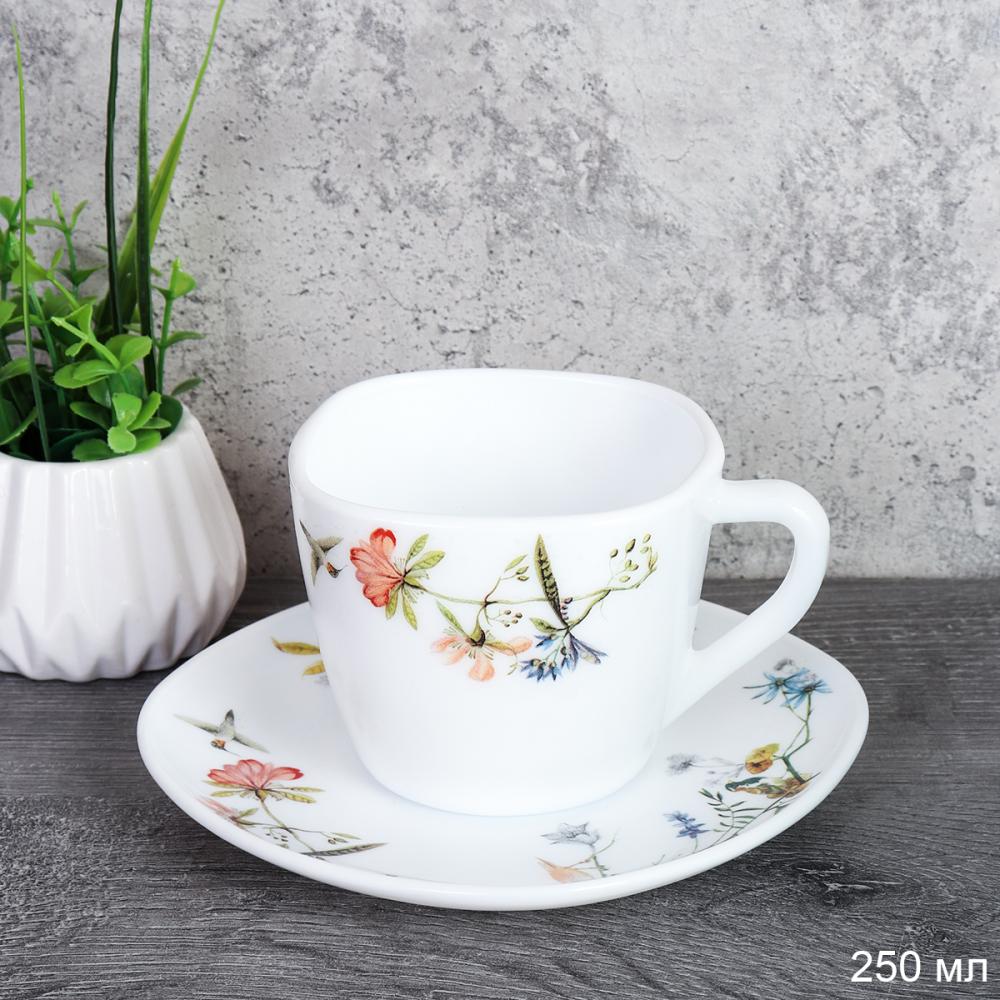 Чайная пара 250 мл квадратная ПАРА / FXB220/12 (7008) / Райский сад