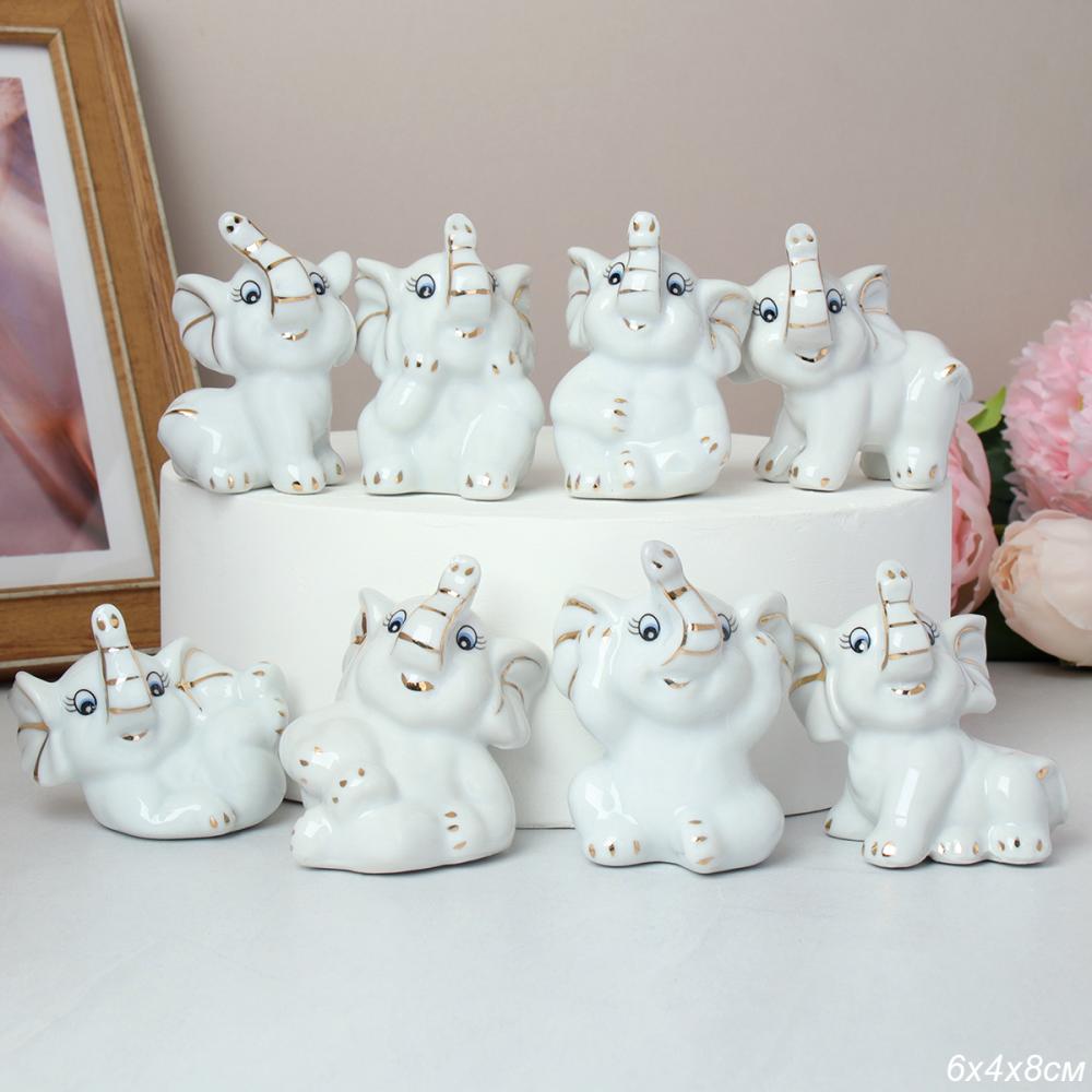 Фигурка слон набор 8 штук 6,5 см / W2060 /уп 40/