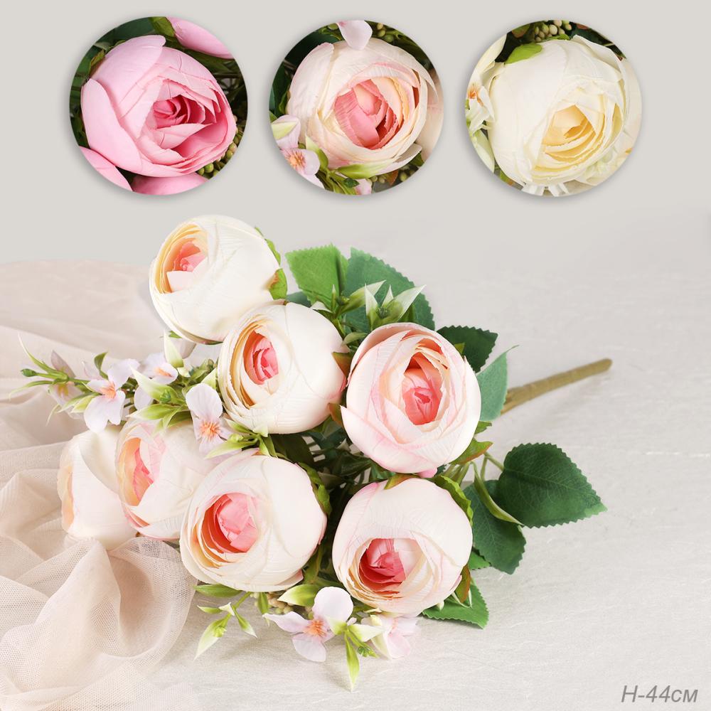 Цветок искусственный Букет роз 44 см / BR-44 /уп 240/ (Белый)