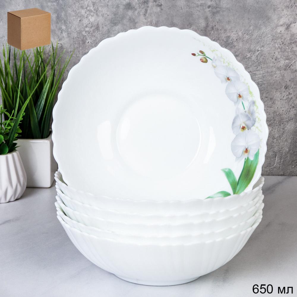 Набор суповых тарелок 6 штук 650 мл 175 мм / O302007CE BB408-1 /уп 4/ Белая орхидея