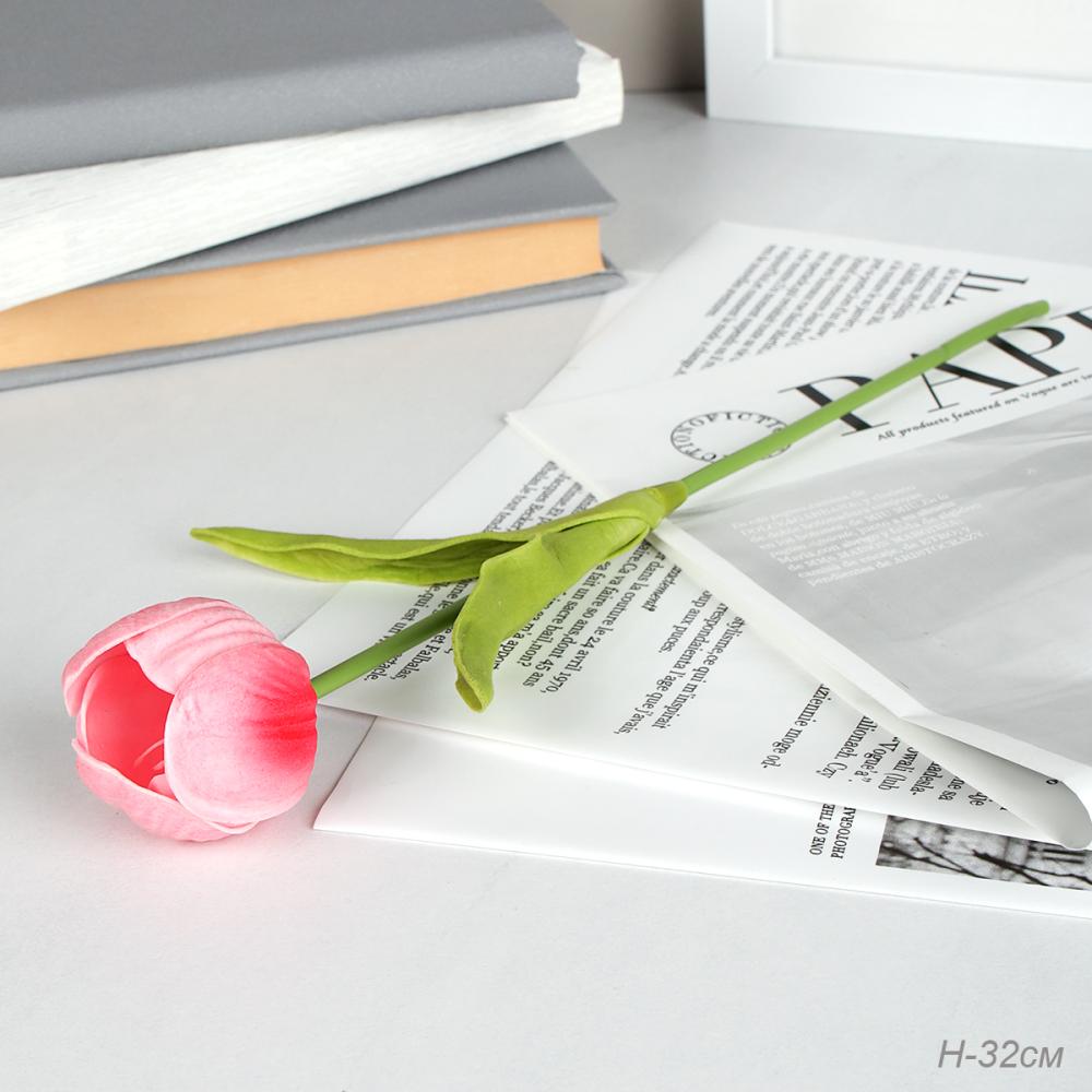 Цветок искусственный Тюльпан 32 см розовые / GR-057 /уп 10/100/1200/латекс