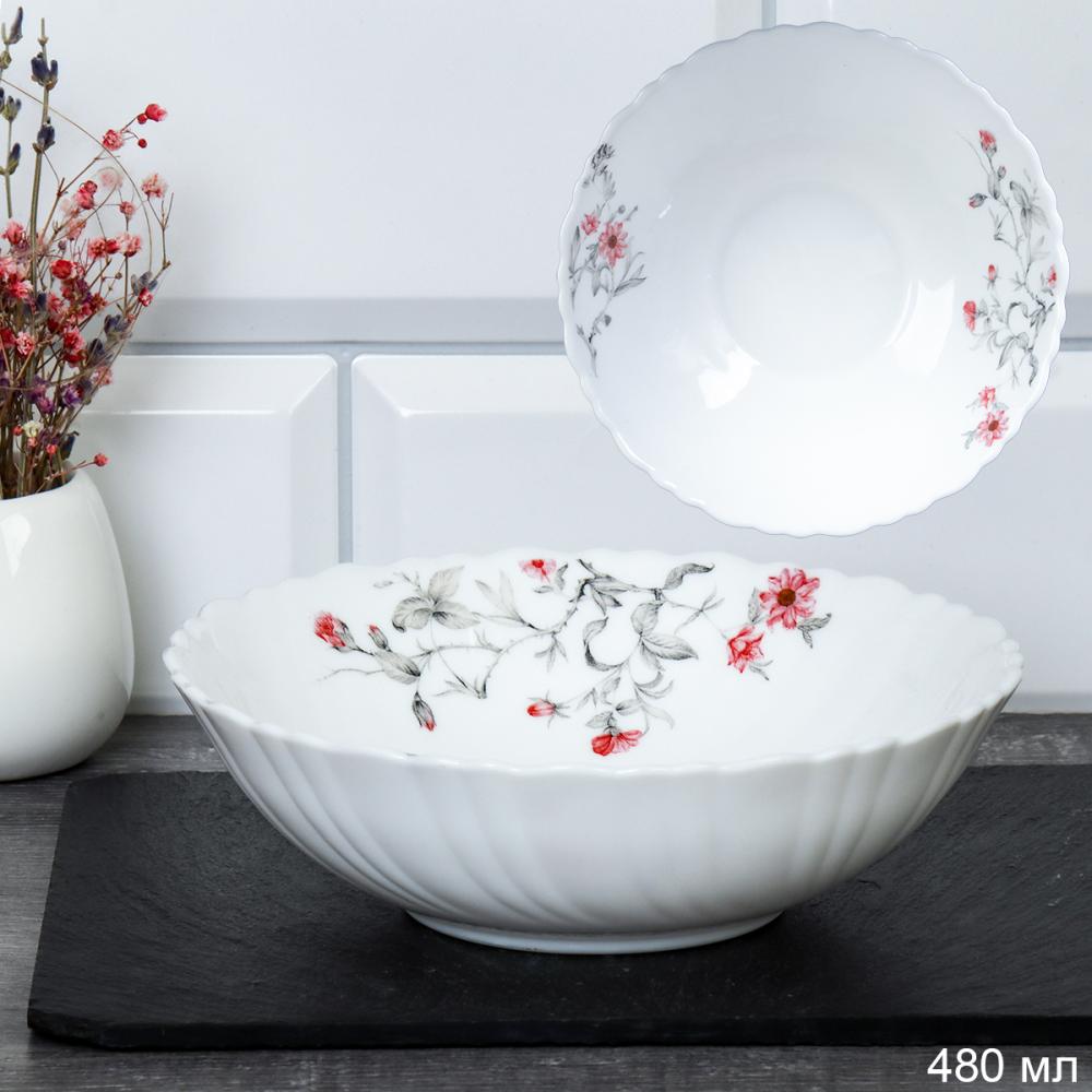 Салатник 480 мл 155 мм тарелка глубокая / TW-60 (7318) /уп 6/72/ Серый кустик