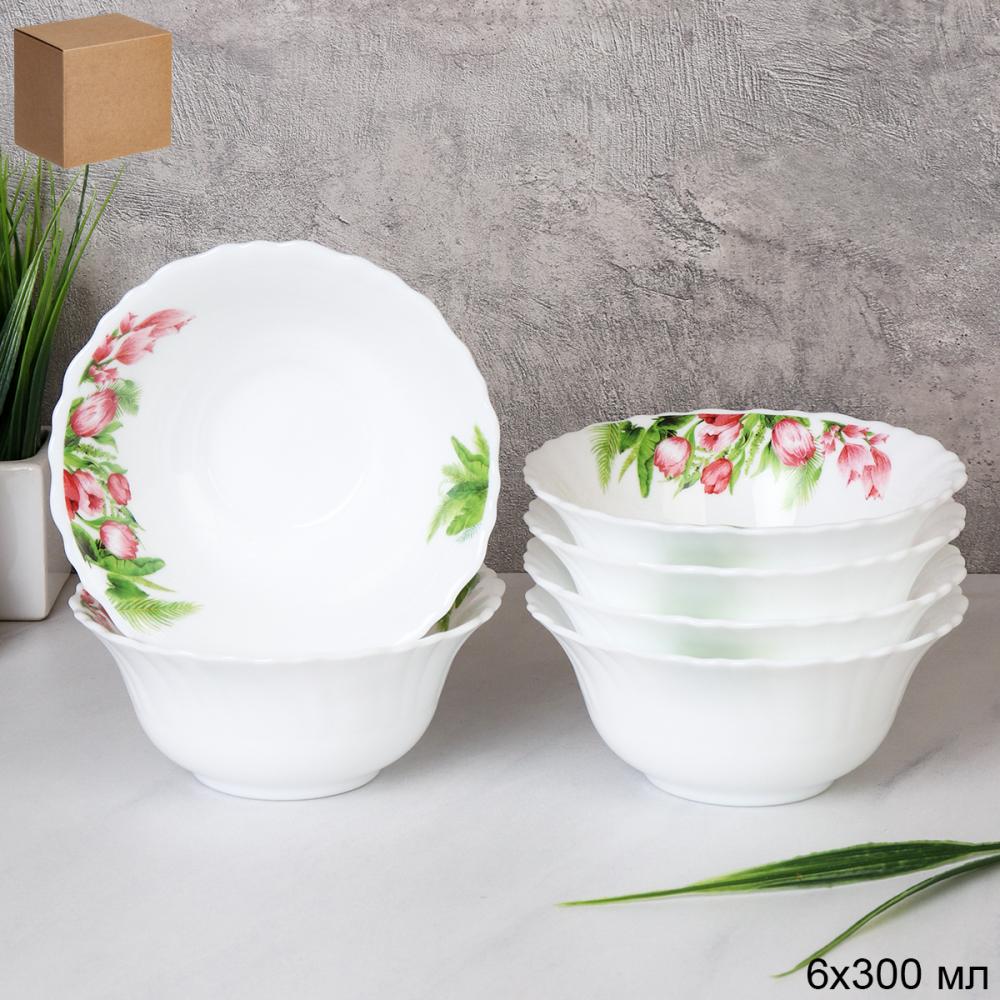 Набор салатников 6 штук 300 мл 125 мм / LHBW-50XN (7259) /уп 12/ Тюльпаны