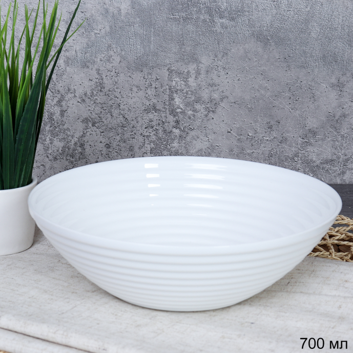 Тарелка глубокая суповая 700 мл 190 мм белый рифленая/ LBWW70/6 (white) /уп 48/ 716409
